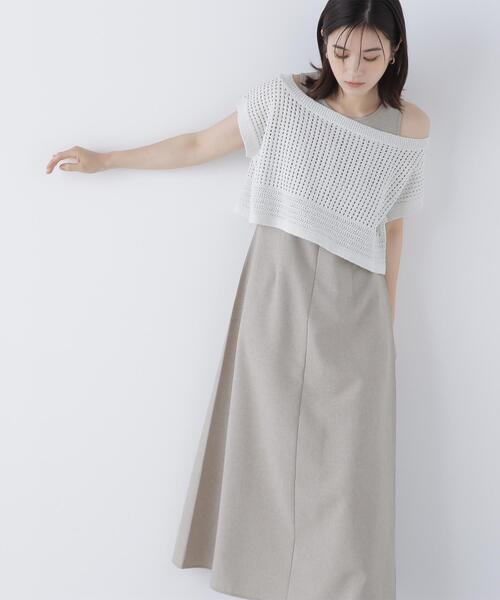 NATURAL BEAUTY BASIC(ナチュラルビューティーベーシック)の「◇透かし編みニット&アメスリワンピース(ワンピース・レディース・グレー系その他/ベージュ系その他・P/S/MEDIUM)」の22枚目の写真
