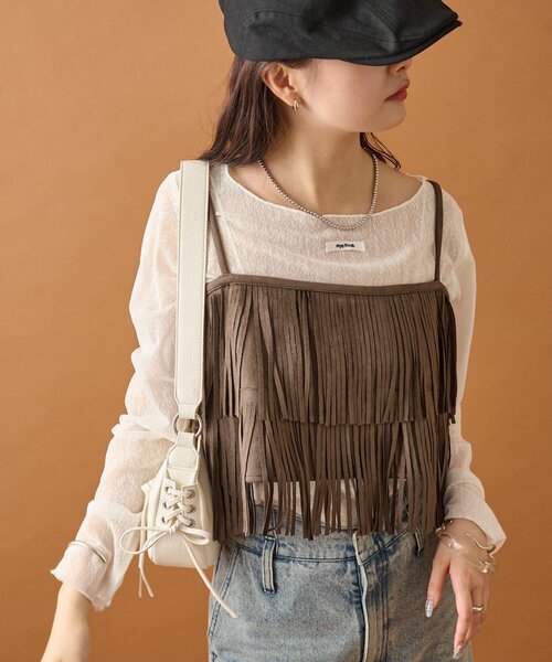 mystic（ミスティック）の「シアースラブロングTシャツ（Tシャツ/カットソー・レディース・イエロー/オフホワイト/ブラック・FREE）」の10枚目の写真