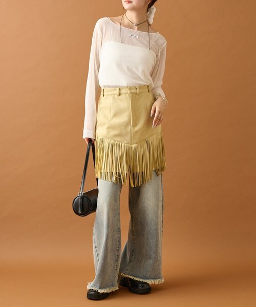 mystic（ミスティック）の「シアースラブロングTシャツ（Tシャツ/カットソー・レディース・イエロー/オフホワイト/ブラック・FREE）」の14枚目の写真