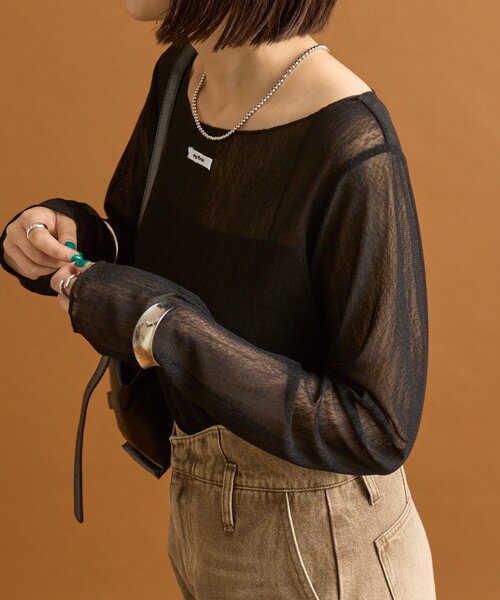 mystic（ミスティック）の「シアースラブロングTシャツ（Tシャツ/カットソー・レディース・イエロー/オフホワイト/ブラック・FREE）」の18枚目の写真