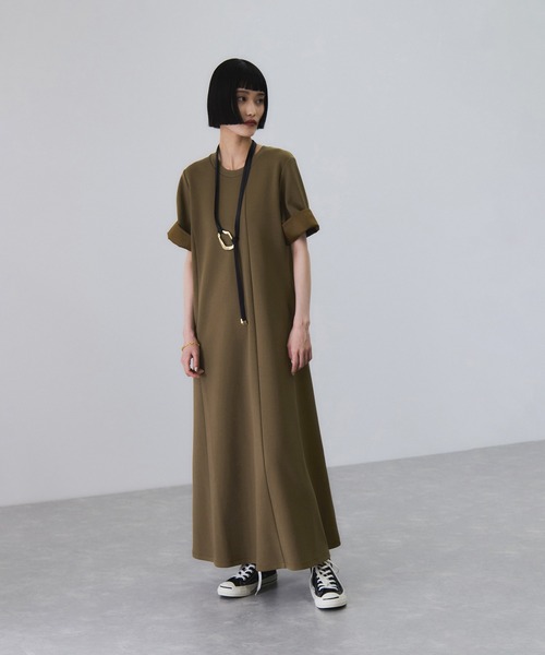 ADAM ET ROPE'（アダムエロペ）の「【サステナブル】ベルトコンビアシメワンピース（ワンピース・レディース・ブラック/ブラウン・FREE）」の4枚目の写真