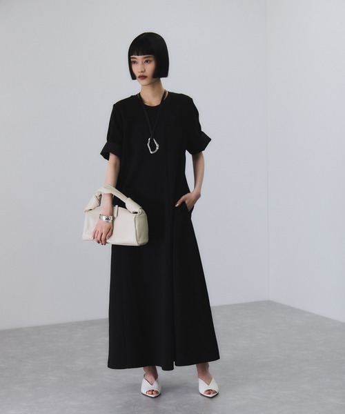 ADAM ET ROPE'（アダムエロペ）の「【サステナブル】ベルトコンビアシメワンピース（ワンピース・レディース・ブラック/ブラウン・FREE）」の6枚目の写真