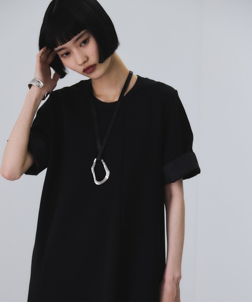 ADAM ET ROPE'（アダムエロペ）の「【サステナブル】ベルトコンビアシメワンピース（ワンピース・レディース・ブラック/ブラウン・FREE）」の13枚目の写真