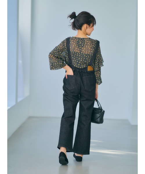 COHINA（コヒナ）の「COHINA DENIM フレアサロペットパンツ 【低身長・小柄女性】（サロペット/オーバーオール・レディース・ネイビー・XS）」の5枚目の写真