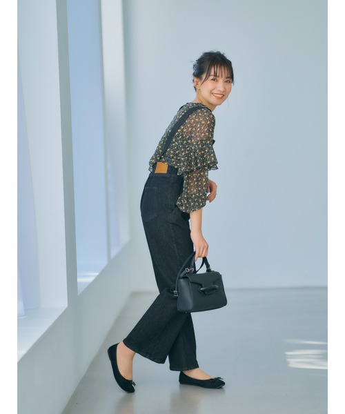 COHINA（コヒナ）の「COHINA DENIM フレアサロペットパンツ 【低身長・小柄女性】（サロペット/オーバーオール・レディース・ネイビー・XS）」の4枚目の写真