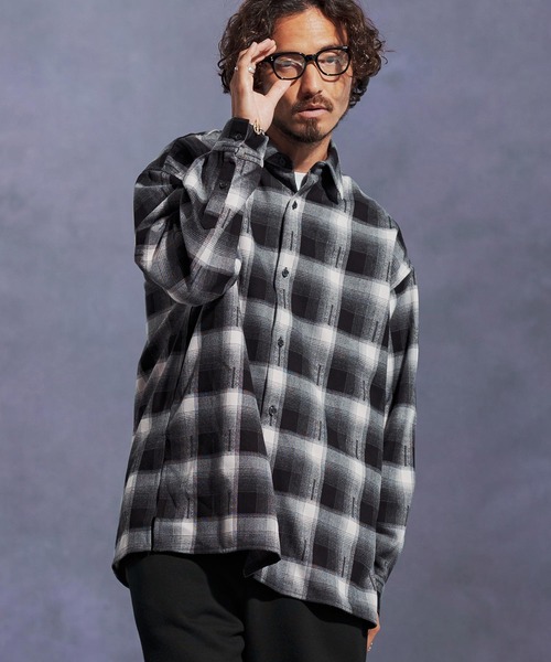 Jih Nunc(ジーヌンク)の「ms6168-起毛オンブレーチェックシャツ(シャツ/ブラウス・メンズ・ベージュ/レッド/ホワイト・L/M/S)」の18枚目の写真