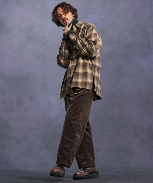 Jih Nunc(ジーヌンク)の「ms6168-起毛オンブレーチェックシャツ(シャツ/ブラウス・メンズ・ベージュ/レッド/ホワイト・L/M/S)」の7枚目の写真