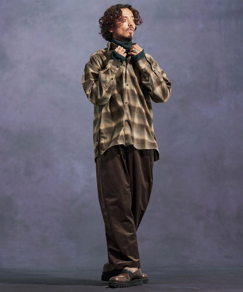 Jih Nunc(ジーヌンク)の「ms6168-起毛オンブレーチェックシャツ(シャツ/ブラウス・メンズ・ベージュ/レッド/ホワイト・L/M/S)」の8枚目の写真