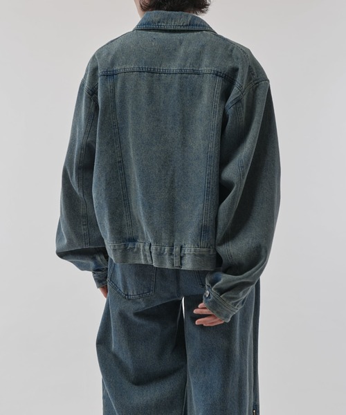 Lui's（ルイス）の「【Neucon/ニューコン】クロップドボリュームショートZIPデニムジャケット（デニムジャケット・メンズ・ブラック/インディゴブルー・2/1）」の11枚目の写真