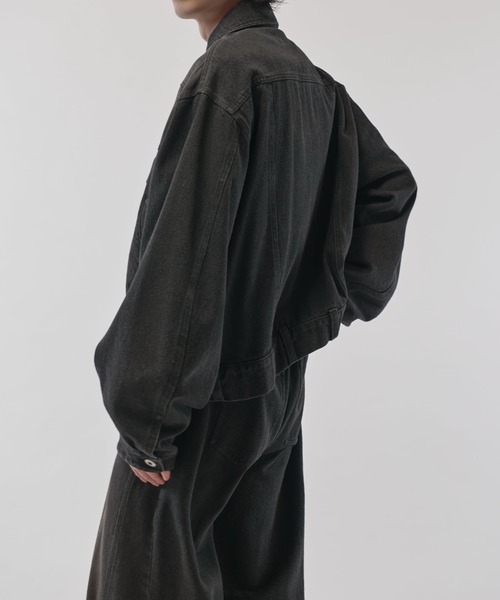 Lui's（ルイス）の「【Neucon/ニューコン】クロップドボリュームショートZIPデニムジャケット（デニムジャケット・メンズ・ブラック/インディゴブルー・2/1）」の4枚目の写真