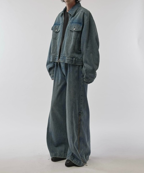 Lui's（ルイス）の「【Neucon/ニューコン】クロップドボリュームショートZIPデニムジャケット（デニムジャケット・メンズ・ブラック/インディゴブルー・2/1）」の13枚目の写真