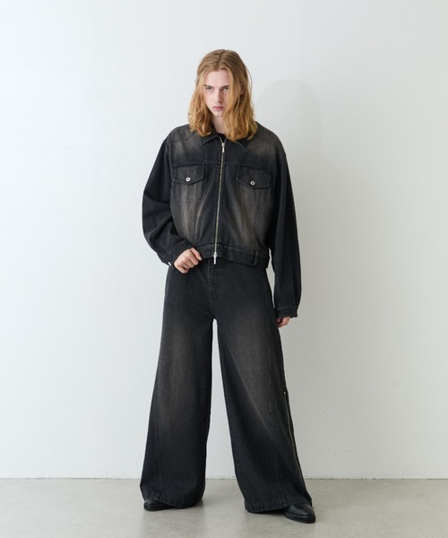 Lui's（ルイス）の「【Neucon/ニューコン】クロップドボリュームショートZIPデニムジャケット（デニムジャケット・メンズ・ブラック/インディゴブルー・2/1）」の21枚目の写真