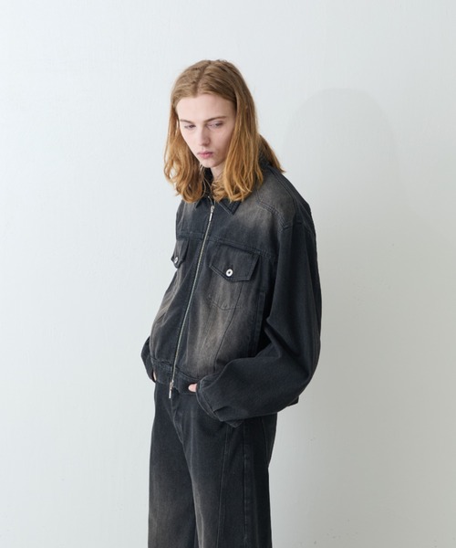 Lui's（ルイス）の「【Neucon/ニューコン】クロップドボリュームショートZIPデニムジャケット（デニムジャケット・メンズ・ブラック/インディゴブルー・2/1）」の18枚目の写真