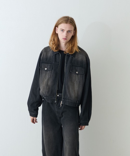 Lui's（ルイス）の「【Neucon/ニューコン】クロップドボリュームショートZIPデニムジャケット（デニムジャケット・メンズ・ブラック/インディゴブルー・2/1）」の16枚目の写真