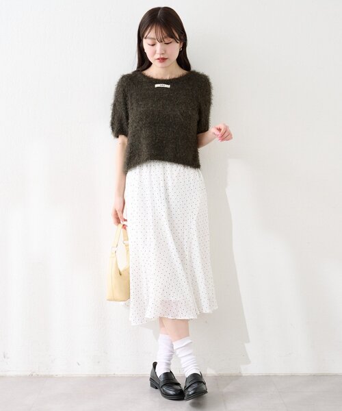 Kastane（カスタネ）の「【新色追加/セットアップ対応/前後2WAY】シャギー半袖カーディガン（カーディガン/ボレロ・レディース・サックスブルー/アイボリー/チャコールグレー/ダークブラウン・FREE）」の9枚目の写真