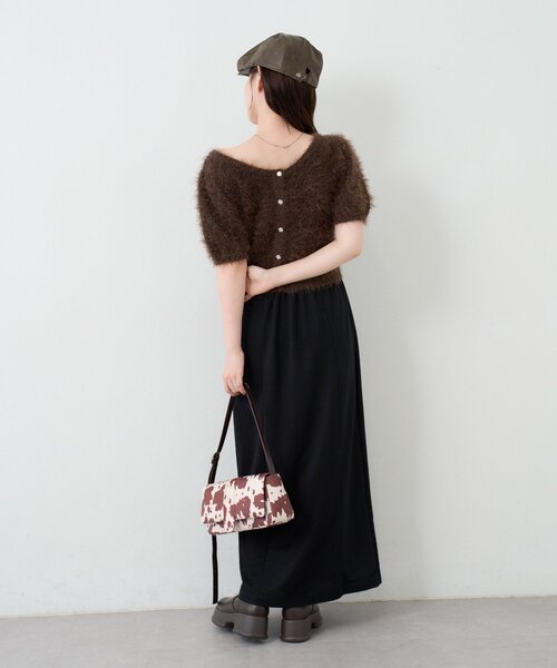 Kastane（カスタネ）の「【新色追加/セットアップ対応/前後2WAY】シャギー半袖カーディガン（カーディガン/ボレロ・レディース・サックスブルー/アイボリー/チャコールグレー/ダークブラウン・FREE）」の11枚目の写真