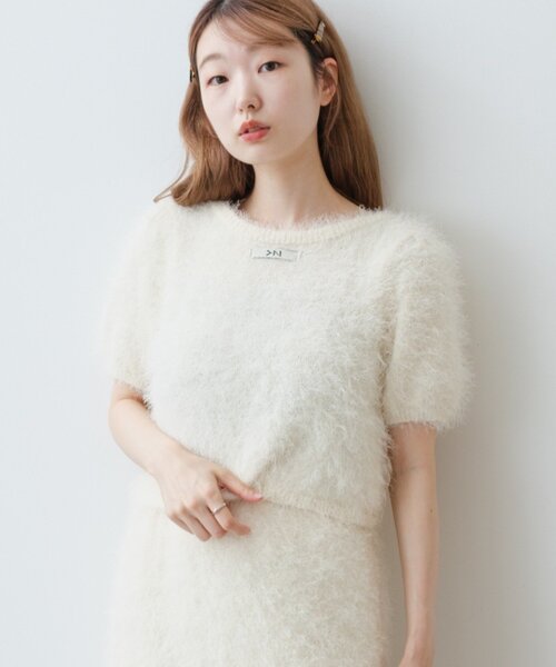 Kastane（カスタネ）の「【新色追加/セットアップ対応/前後2WAY】シャギー半袖カーディガン（カーディガン/ボレロ・レディース・サックスブルー/アイボリー/チャコールグレー/ダークブラウン・FREE）」の17枚目の写真