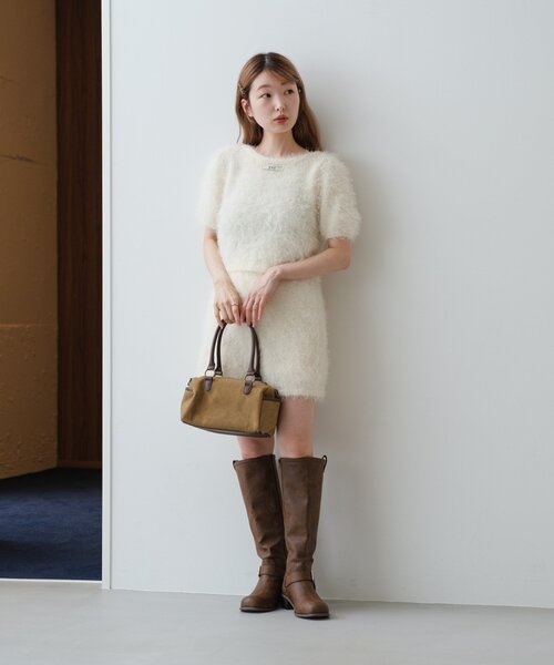 Kastane（カスタネ）の「【新色追加/セットアップ対応/前後2WAY】シャギー半袖カーディガン（カーディガン/ボレロ・レディース・サックスブルー/アイボリー/チャコールグレー/ダークブラウン・FREE）」の18枚目の写真