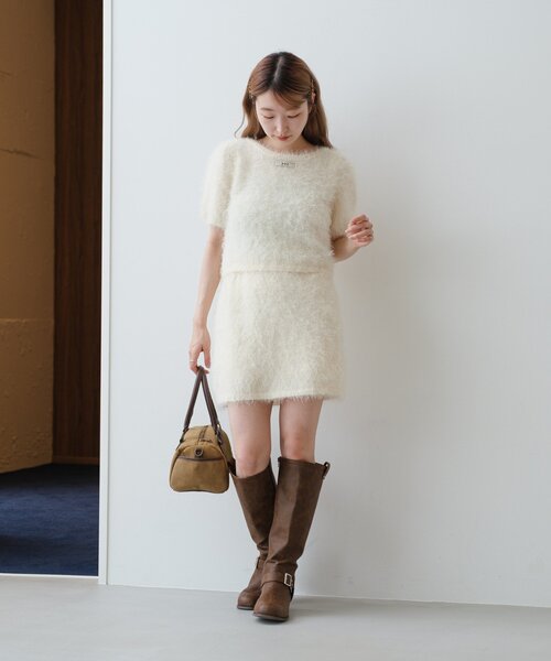 Kastane（カスタネ）の「【新色追加/セットアップ対応/前後2WAY】シャギー半袖カーディガン（カーディガン/ボレロ・レディース・サックスブルー/アイボリー/チャコールグレー/ダークブラウン・FREE）」の19枚目の写真