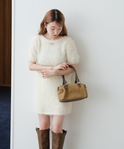 Kastane（カスタネ）の「【新色追加/セットアップ対応/前後2WAY】シャギー半袖カーディガン（カーディガン/ボレロ・レディース・サックスブルー/アイボリー/チャコールグレー/ダークブラウン・FREE）」の22枚目の写真