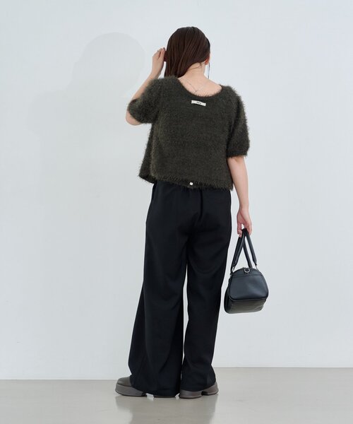 kastane シャギー半袖カーディガン　シャギービスチェ チャコールグレー Kastane】シャギー半袖カーディガン チャコール kastaneシャギー