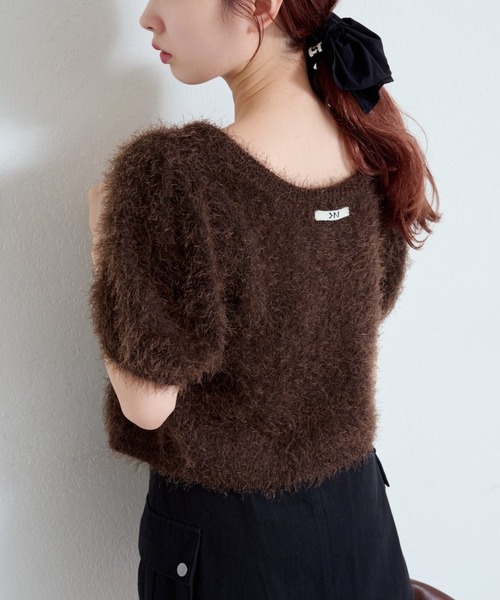 Kastane（カスタネ）の「【新色追加/セットアップ対応/前後2WAY】シャギー半袖カーディガン（カーディガン/ボレロ・レディース・サックスブルー/アイボリー/チャコールグレー/ダークブラウン・FREE）」の3枚目の写真