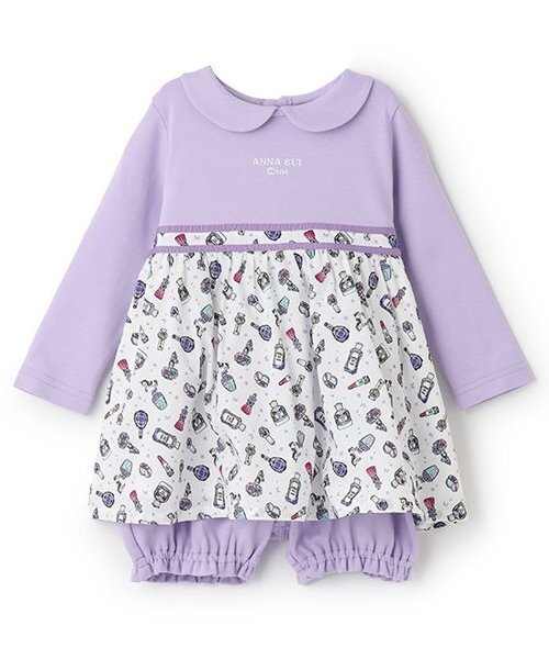 新品 ANNA SUI mini アナスイミニ 総柄ワンピースカバーパンツ 80 ANNA