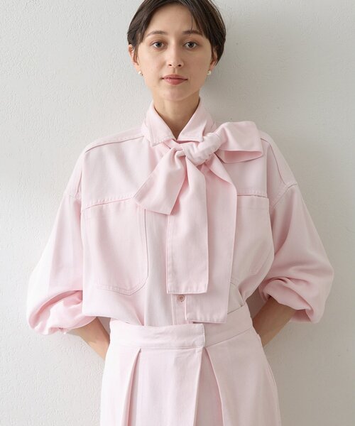 ウィムガゼット　デニムボウタイシャツ Whim Gazette ブラウス シャツ デニムボウタイシャツ レディース