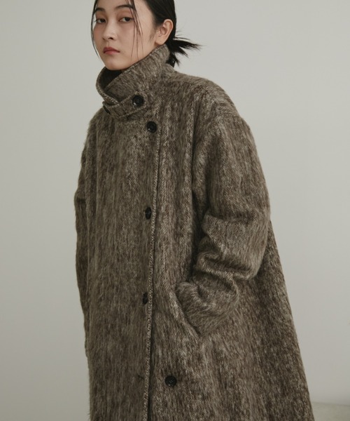 スタンドカラー3WAYシャギーロングコート（ステンカラーコート）｜Aunt