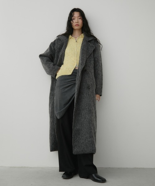 スタンドカラー3WAYシャギーロングコート（ステンカラーコート）｜Aunt