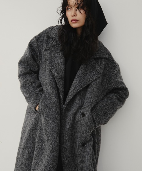 スタンドカラー3WAYシャギーロングコート（ステンカラーコート）｜Aunt