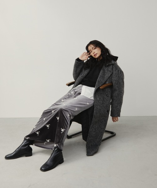 Aunt Marie's（アントマリーズ）の「スタンドカラー3WAYシャギーロングコート（ステンカラーコート・レディース・チャコールグレー/ブラウン・MT/FREE）」の21枚目の写真