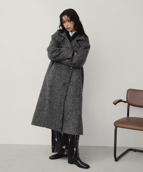 スタンドカラー3WAYシャギーロングコート（ステンカラーコート）｜Aunt