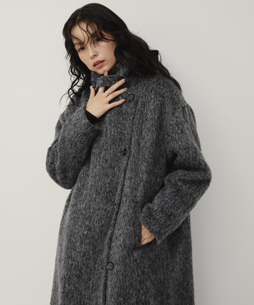 スタンドカラー3WAYシャギーロングコート（ステンカラーコート）｜Aunt
