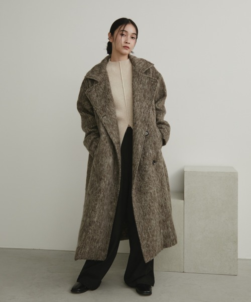 スタンドカラー3WAYシャギーロングコート（ステンカラーコート）｜Aunt
