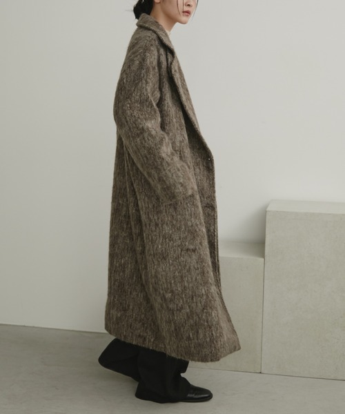 スタンドカラー3WAYシャギーロングコート（ステンカラーコート）｜Aunt