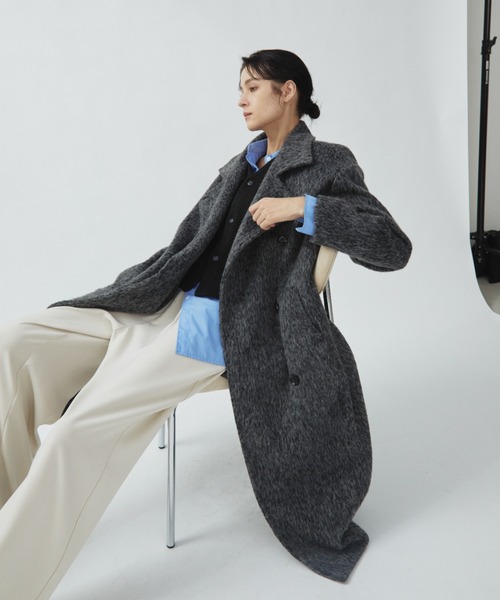 Aunt Marie's（アントマリーズ）の「スタンドカラー3WAYシャギーロングコート（ステンカラーコート・レディース・チャコールグレー/ブラウン・MT/FREE）」の4枚目の写真