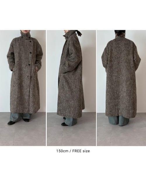 Aunt Marie's（アントマリーズ）の「スタンドカラー3WAYシャギーロングコート（ステンカラーコート・レディース・チャコールグレー/ブラウン・MT/FREE）」の7枚目の写真