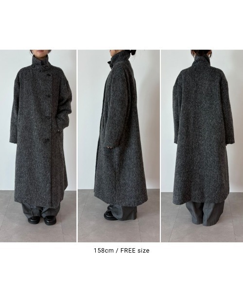 スタンドカラー3WAYシャギーロングコート（ステンカラーコート）｜Aunt