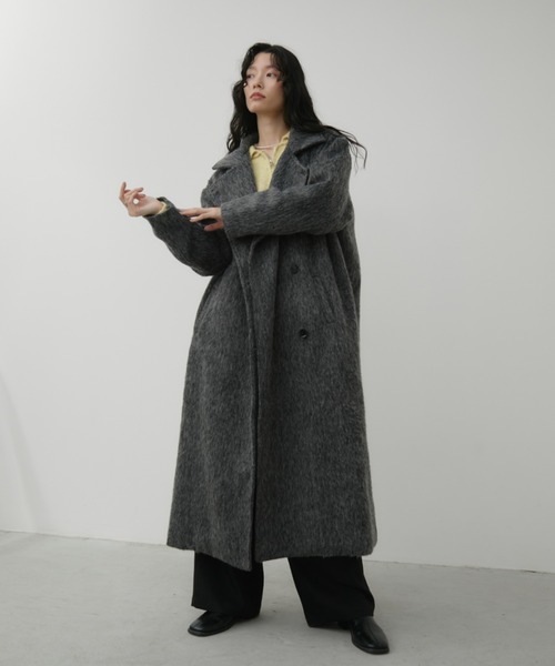スタンドカラー3WAYシャギーロングコート（ステンカラーコート）｜Aunt