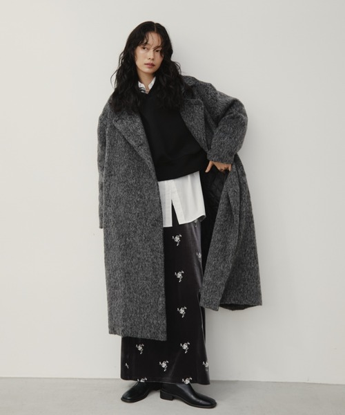 スタンドカラー3WAYシャギーロングコート（ステンカラーコート）｜Aunt