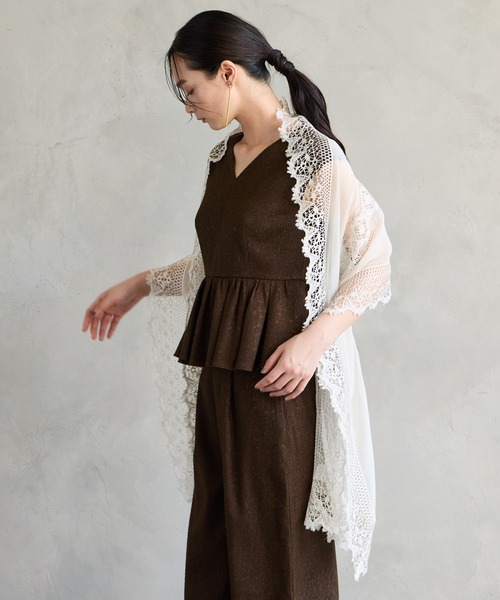 AIMER（エメ）の「レース×シフォンストール（ストール/ショール・レディース・ベージュ/ブラック・ﾌﾘ-）」の3枚目の写真