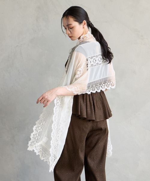 AIMER（エメ）の「レース×シフォンストール（ストール/ショール・レディース・ベージュ/ブラック・ﾌﾘ-）」の4枚目の写真