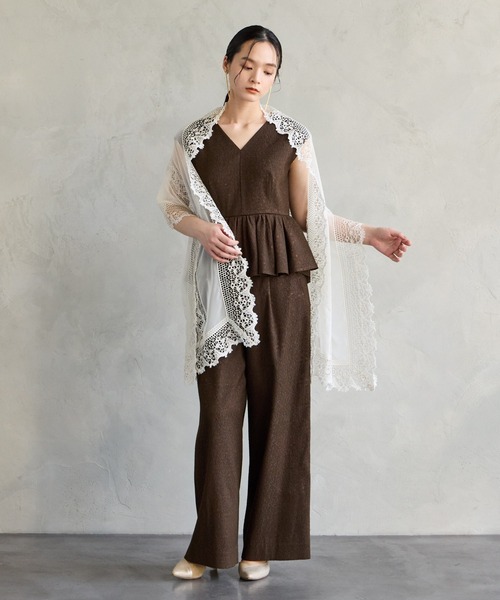 AIMER（エメ）の「レース×シフォンストール（ストール/ショール・レディース・ベージュ/ブラック・ﾌﾘ-）」の5枚目の写真