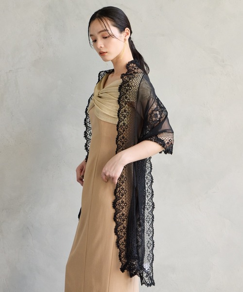AIMER（エメ）の「レース×シフォンストール（ストール/ショール・レディース・ベージュ/ブラック・ﾌﾘ-）」の6枚目の写真