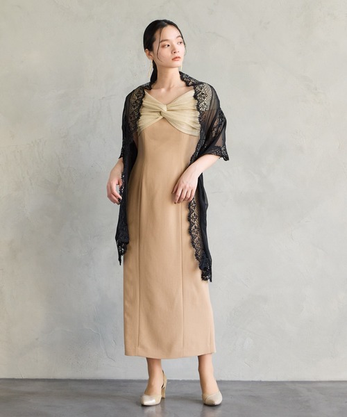 AIMER（エメ）の「レース×シフォンストール（ストール/ショール・レディース・ベージュ/ブラック・ﾌﾘ-）」の7枚目の写真