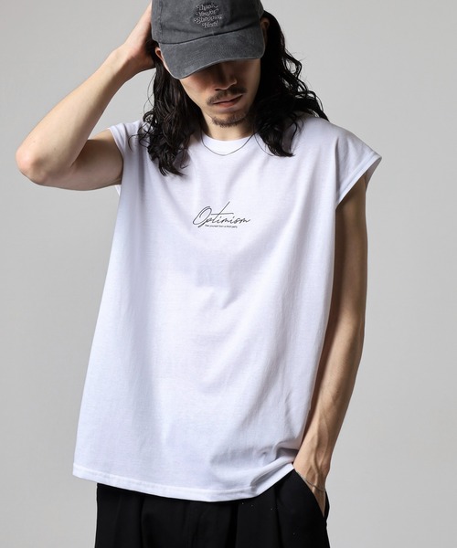 FUNALIVE（ファンアライブ）の「ワイドノースリーブTシャツ（タンクトップ・メンズ・ホワイト系2/ネイビー/ブラック系1/グリーン/ホワイト/ホワイト系1/ブラック系その他2/ブラック系その他3/ブラック系その他/ブラック・LL/M/L）」の3枚目の写真