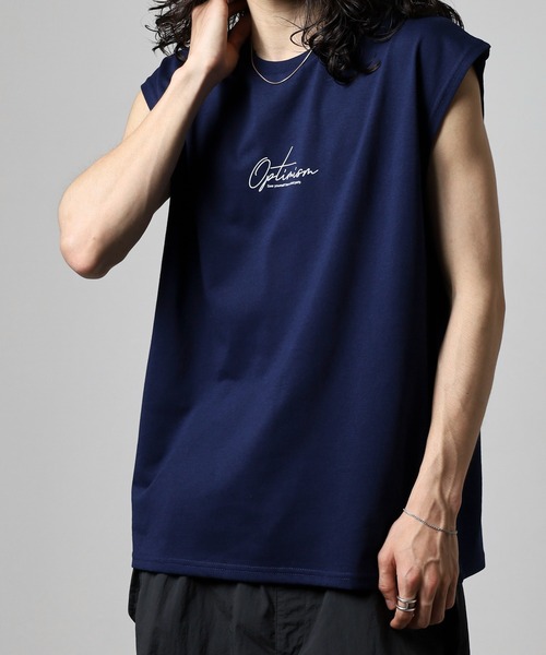 FUNALIVE（ファンアライブ）の「ワイドノースリーブTシャツ（タンクトップ・メンズ・ホワイト系2/ネイビー/ブラック系1/グリーン/ホワイト/ホワイト系1/ブラック系その他2/ブラック系その他3/ブラック系その他/ブラック・LL/M/L）」の10枚目の写真