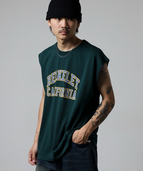 FUNALIVE（ファンアライブ）の「ワイドノースリーブTシャツ（タンクトップ・メンズ・ホワイト系2/ネイビー/ブラック系1/グリーン/ホワイト/ホワイト系1/ブラック系その他2/ブラック系その他3/ブラック系その他/ブラック・LL/M/L）」の9枚目の写真