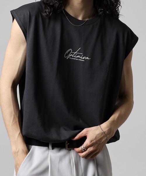 FUNALIVE（ファンアライブ）の「ワイドノースリーブTシャツ（タンクトップ・メンズ・ホワイト系2/ネイビー/ブラック系1/グリーン/ホワイト/ホワイト系1/ブラック系その他2/ブラック系その他3/ブラック系その他/ブラック・LL/M/L）」の7枚目の写真